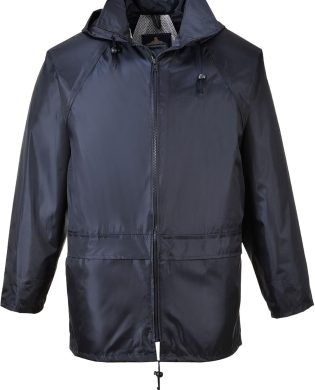 Portwest US440 Classic Waterproof Rain Jacket wth Pack Away Hood & Sealed Seams, Navy, Medium